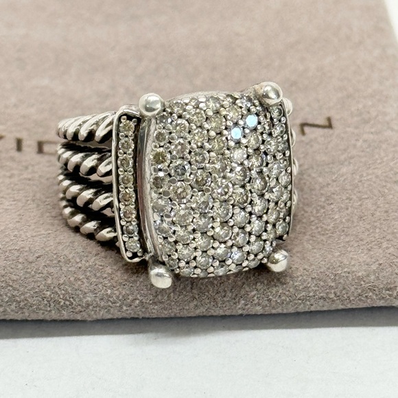 David Yurman Diamond Wheaton 16 x 12 Pave Ring .925  Sz 6.5 - Picture 2 of 11